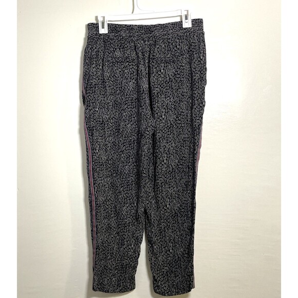 Anthropologie Ett Twa Track-Striped Joggers pants Flower Printed Black Small - Picture 3 of 11